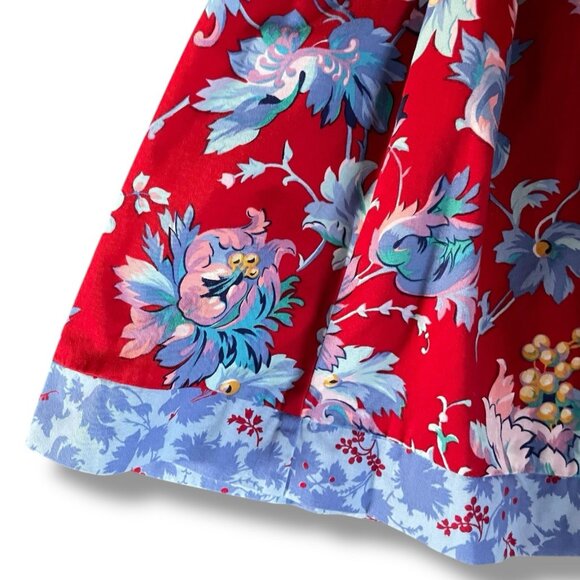 Vintage 90s Mousefeathers Girls Peasant Dress Sz 4 Boho Red Floral Midi A-line - Picture 6 of 10